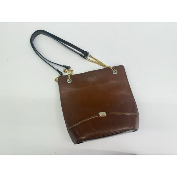 BALLY Medium Leather Purse Bag | Gold Chain Strap | Logo Tote | Made in Italy - Picture 2 of 10